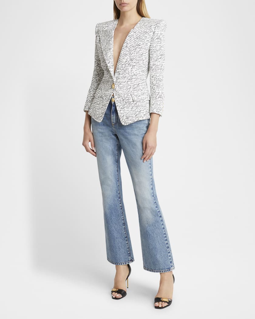 Love Letter-Print Single-Breasted Tailored Jacket