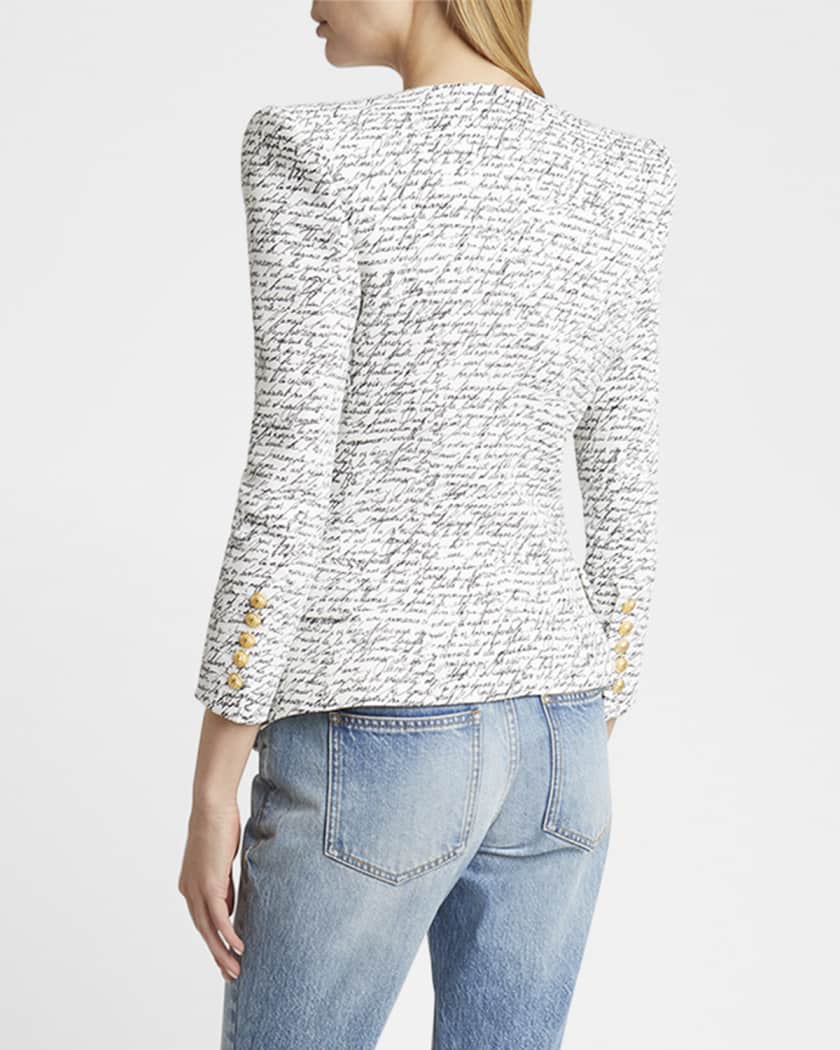 Love Letter-Print Single-Breasted Tailored Jacket