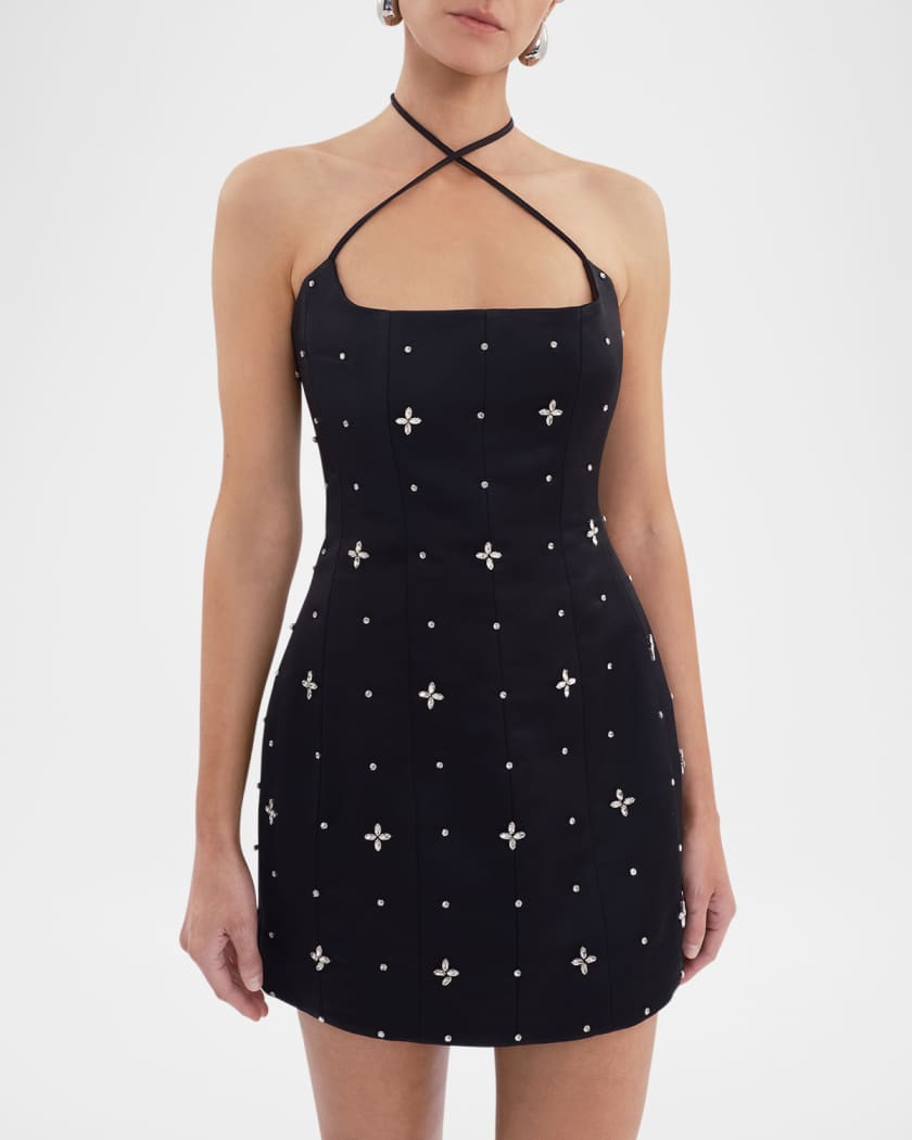 Eclipse Crystal-Embellished Halter Mini Dress