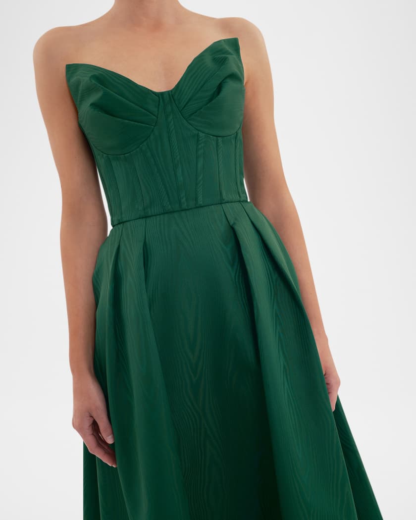 Luiza Pleated Strapless Midi Dress