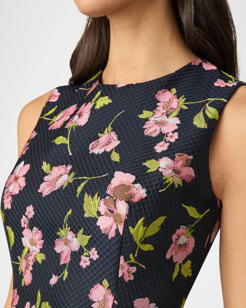 Jeanne High-Low Floral Jacquard Midi Dress