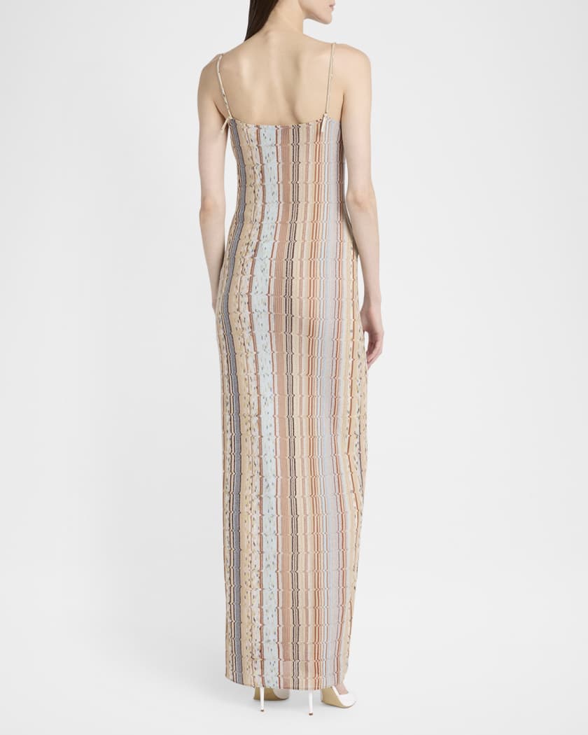 Striped Sleeveless Button-Front Maxi Dress
