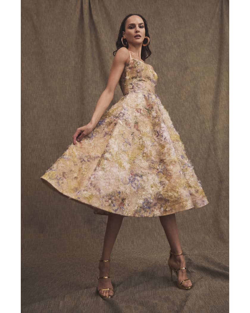 Stephanie Embroidered Applique Midi Dress