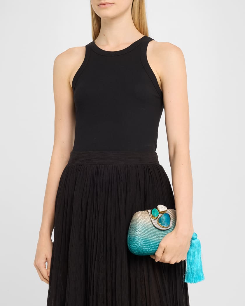 Tamu Stone Tassel Woven Clutch Bag