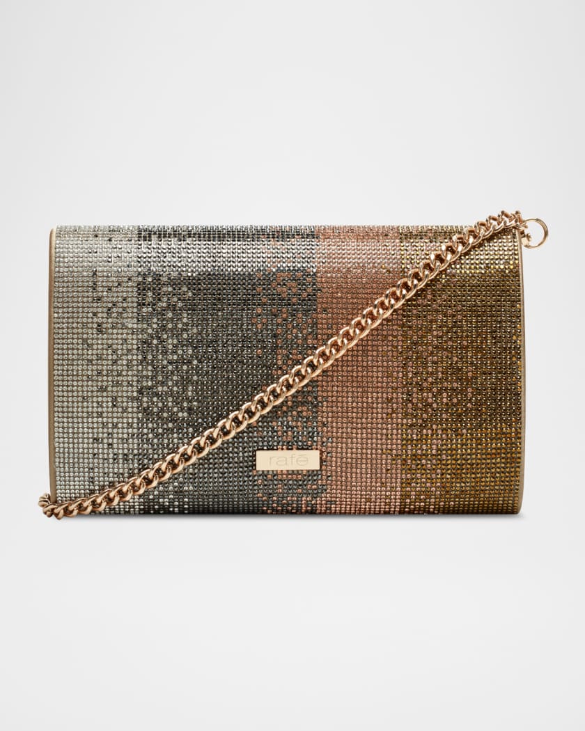 Candy Striped Rhinestone Satin Envelope Clutch Bag