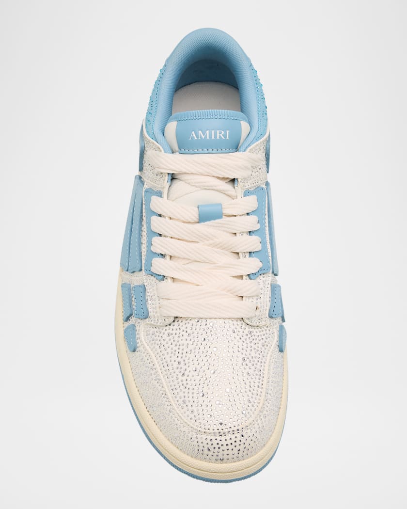 Men's Crystal-Embellished Leather Skel Top Sneakers