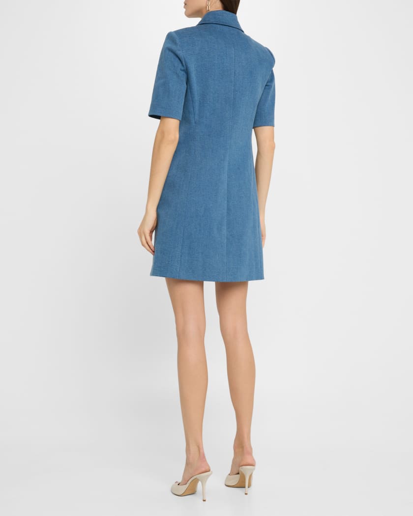Paige Short-Sleeve Denim Mini Dress