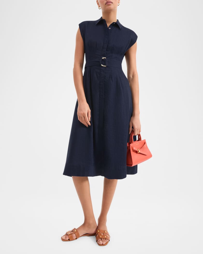 Loreta Belted Linen Shirtdress