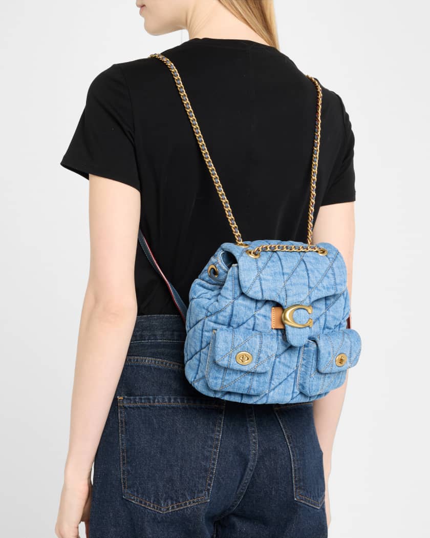 Tabby Quilted Denim Chain Backpack