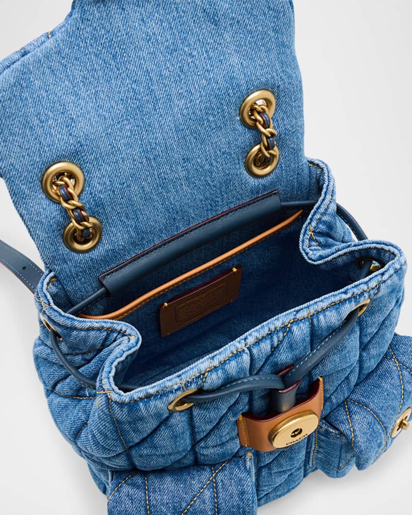 Tabby Quilted Denim Chain Backpack