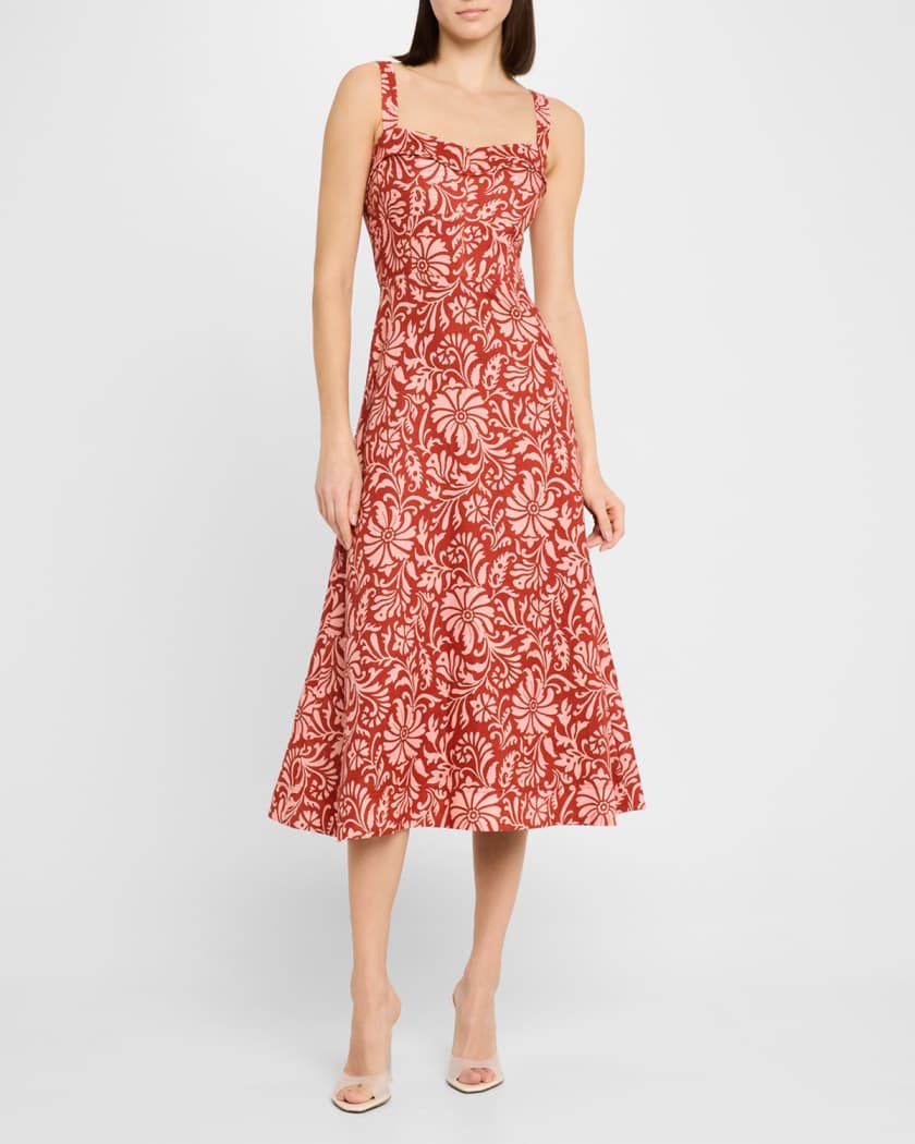 Aila Printed A-Line Midi Dress