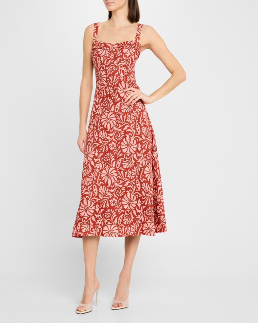 Aila Printed A-Line Midi Dress