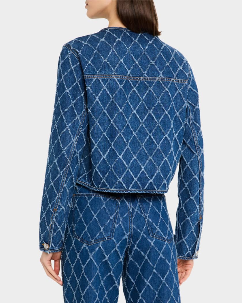 Nolita Diamond-Print Denim Jacket