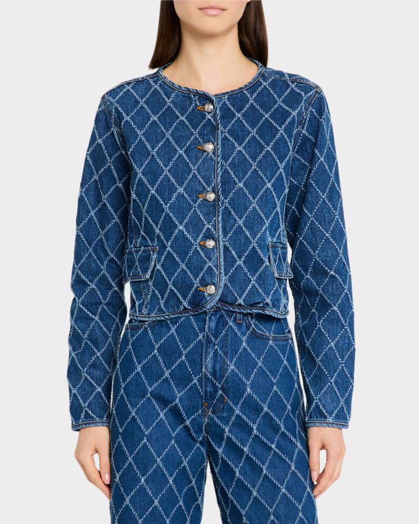 Nolita Diamond-Print Denim Jacket