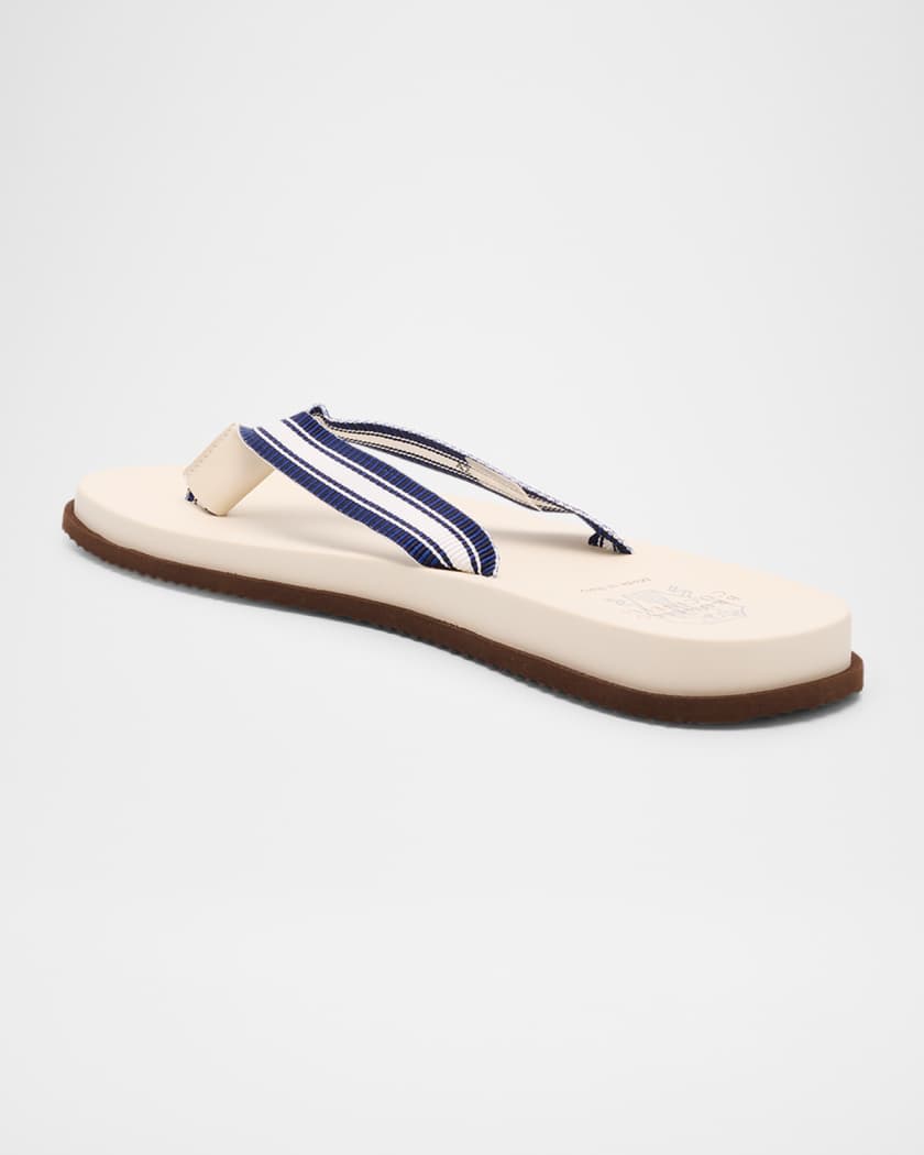 Men's Rubber Grosgrain and Leather Flip Flops
