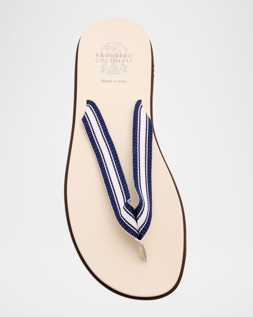 Men's Rubber Grosgrain and Leather Flip Flops