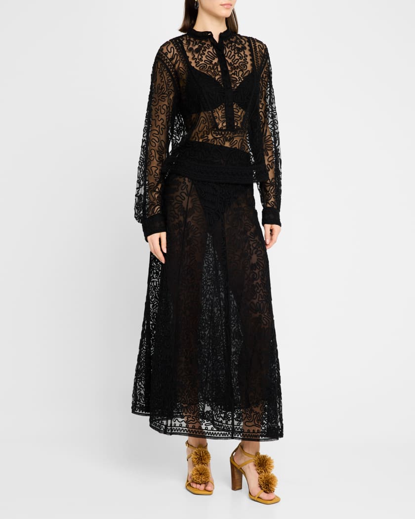 Katja Sheer Embroidered Skirt