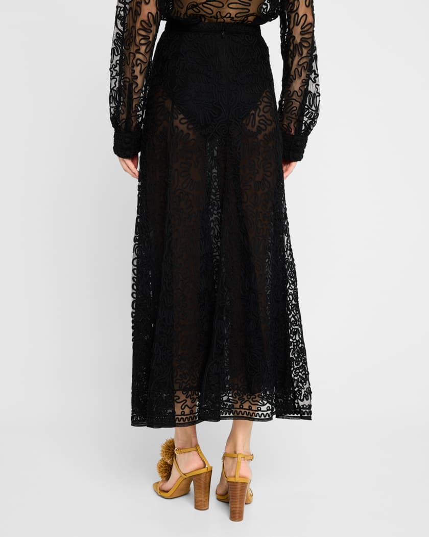 Katja Sheer Embroidered Skirt
