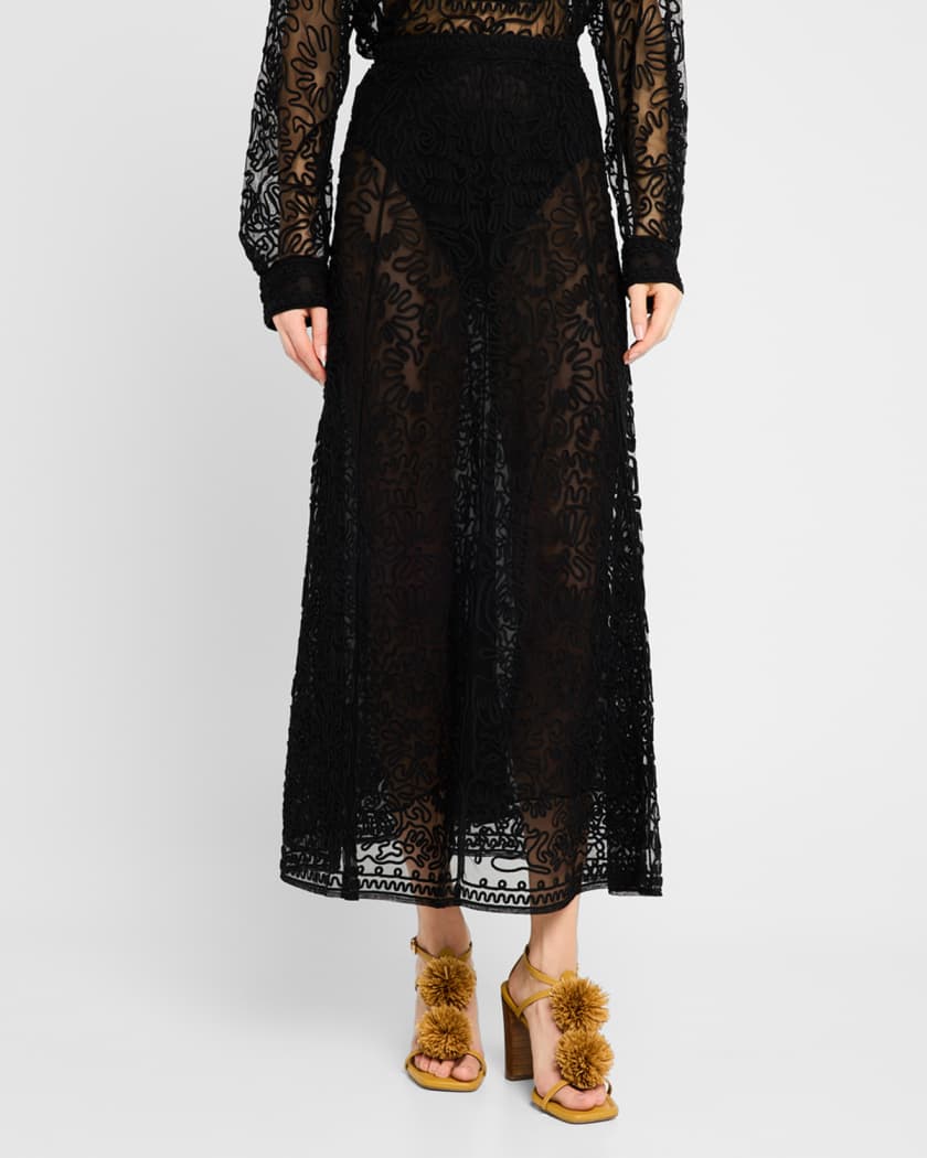 Katja Sheer Embroidered Skirt