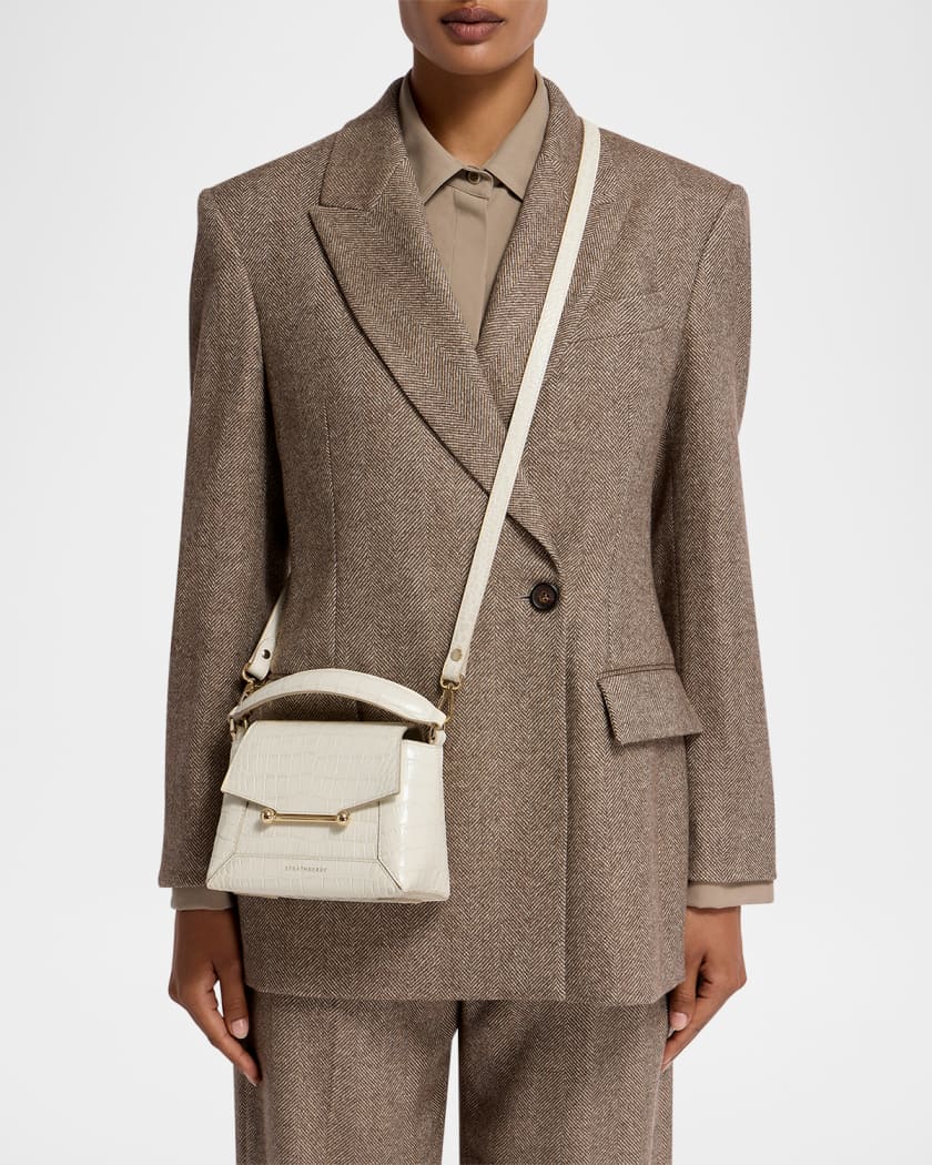 Mosaic Nano Croc Leather Top-Handle Bag