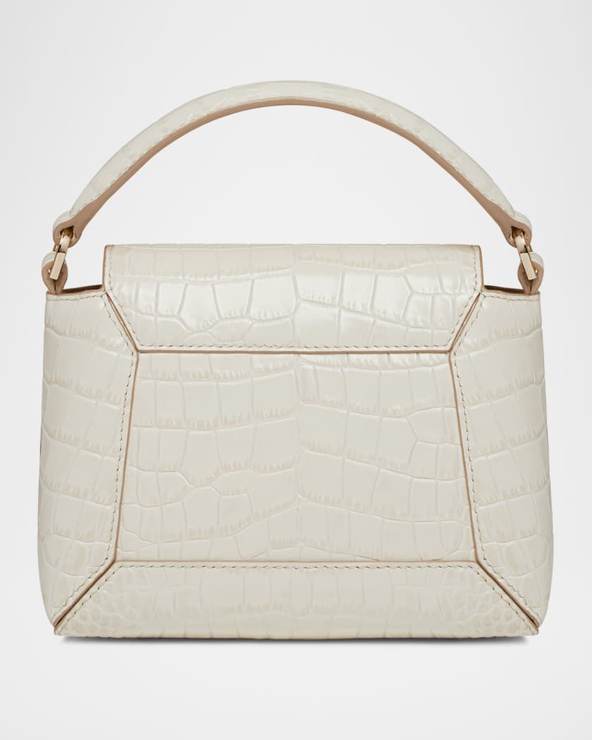 Mosaic Nano Croc Leather Top-Handle Bag