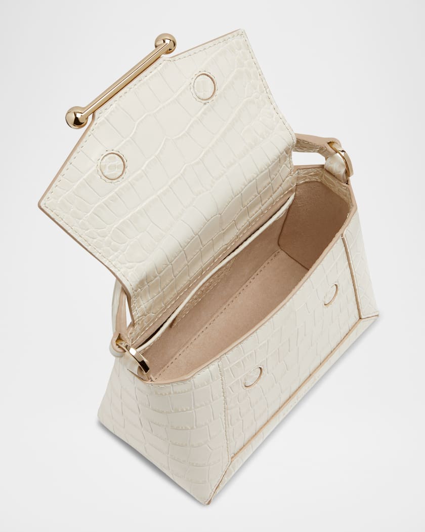 Mosaic Nano Croc Leather Top-Handle Bag