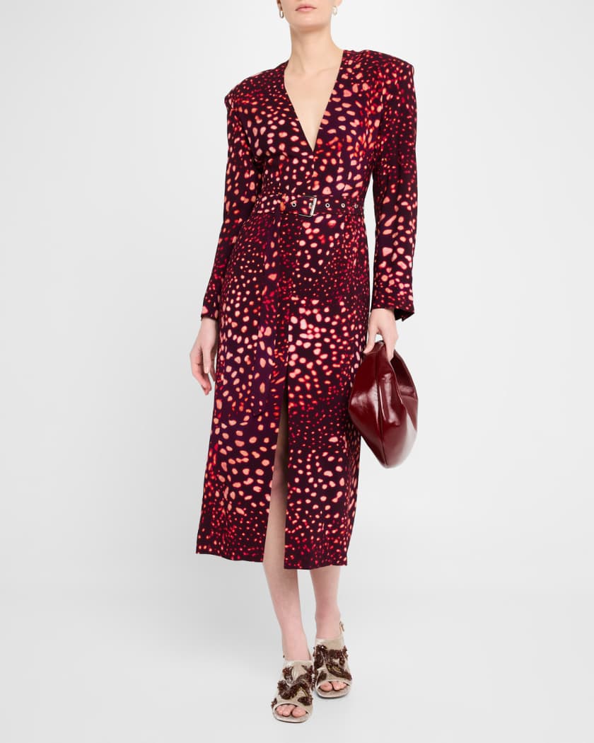 Dohana Spot Print Belted Midi Dress