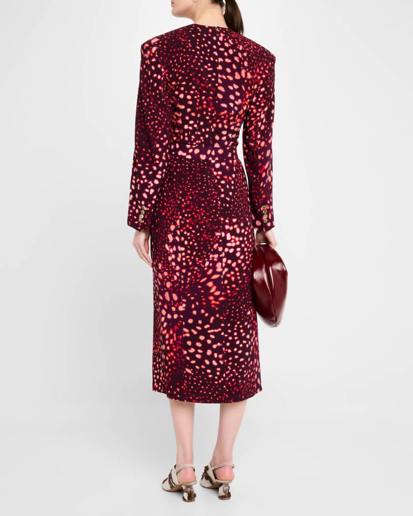 Dohana Spot Print Belted Midi Dress