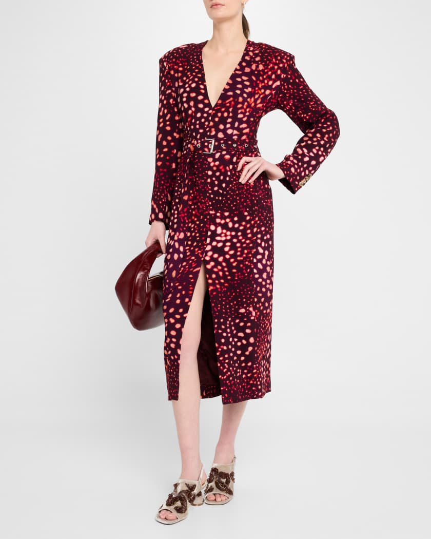 Dohana Spot Print Belted Midi Dress