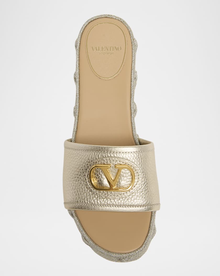 VLogo Metallic Medallion Platform Espadrilles