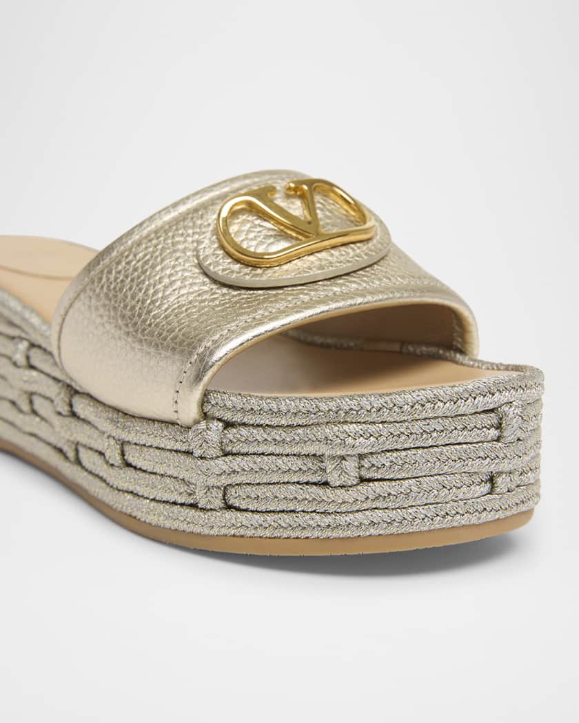VLogo Metallic Medallion Platform Espadrilles