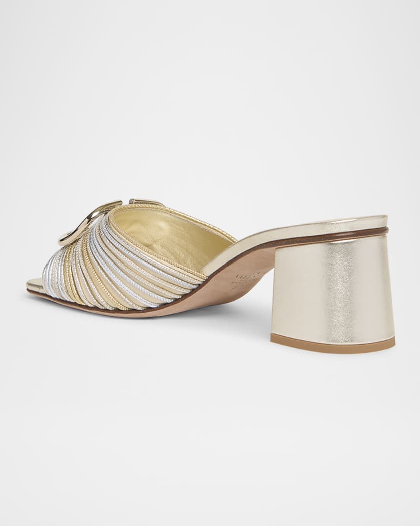 VLogo Metallic Medallion Slide Sandals