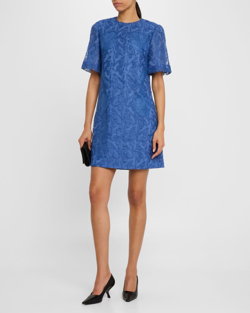 Rachel Tulip Lace Short-Sleeve Mini Tunic Dress