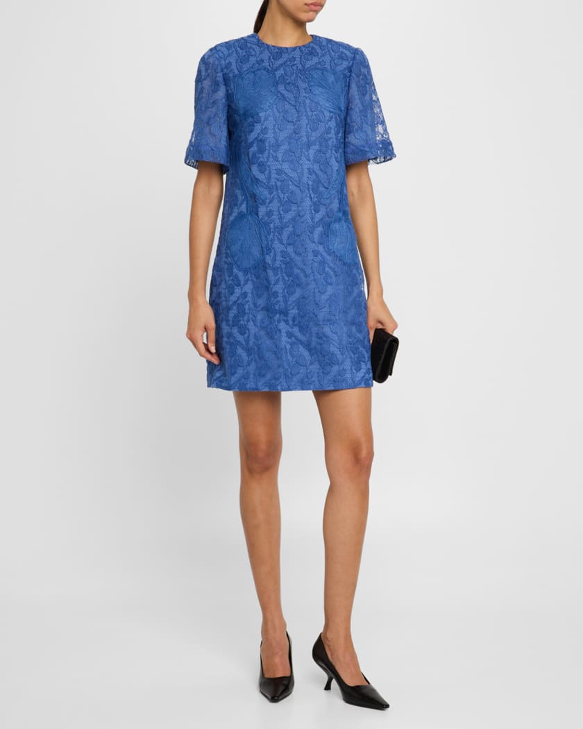 Rachel Tulip Lace Short-Sleeve Mini Tunic Dress