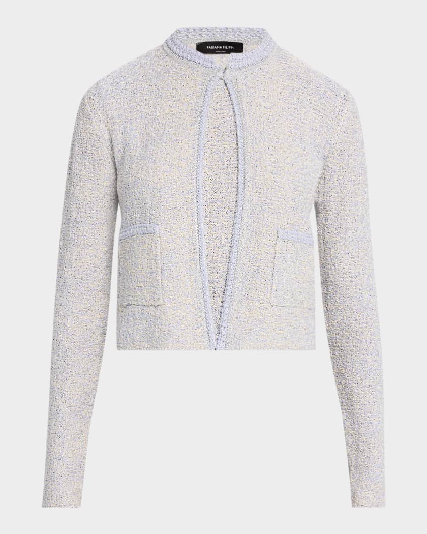 FABIANA FILIPPI Crewneck Metallic Tweed Cardigan | Neiman Marcus