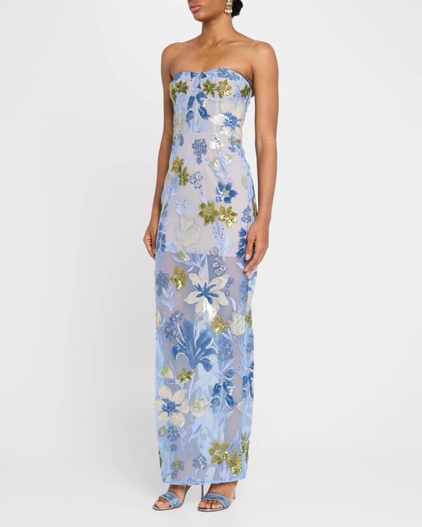Dahlia Sequin Floral Column Gown