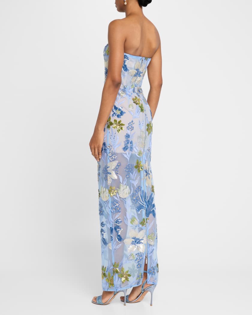 Dahlia Sequin Floral Column Gown