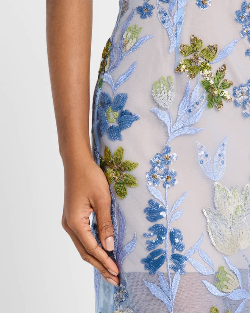 Dahlia Sequin Floral Column Gown