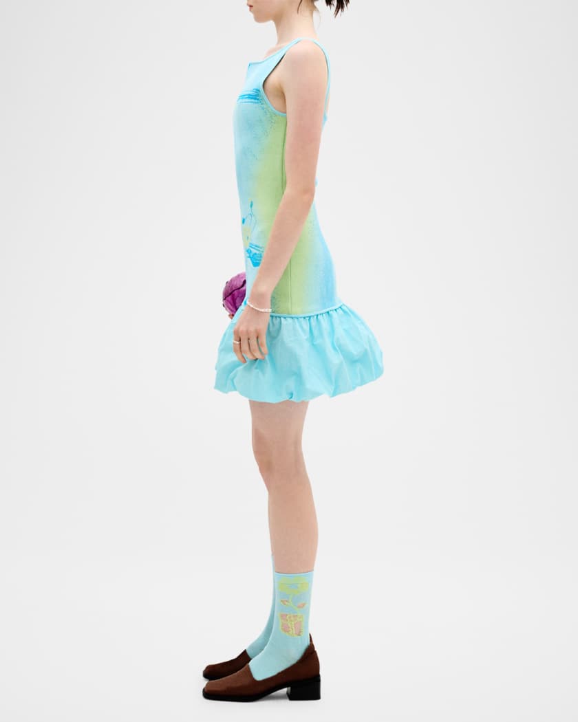 Daphne Reversible Bubble-Hem Mini Dress