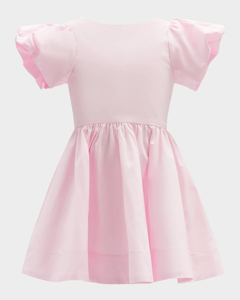 Girl's Lanai Bow-Back Poplin Dress, Size 4-14