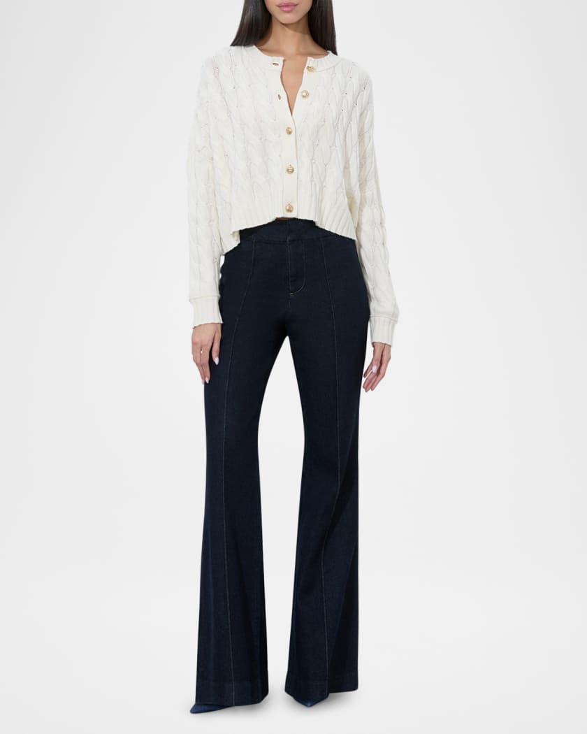 Cecilie Cropped Cable-Knit Cardigan