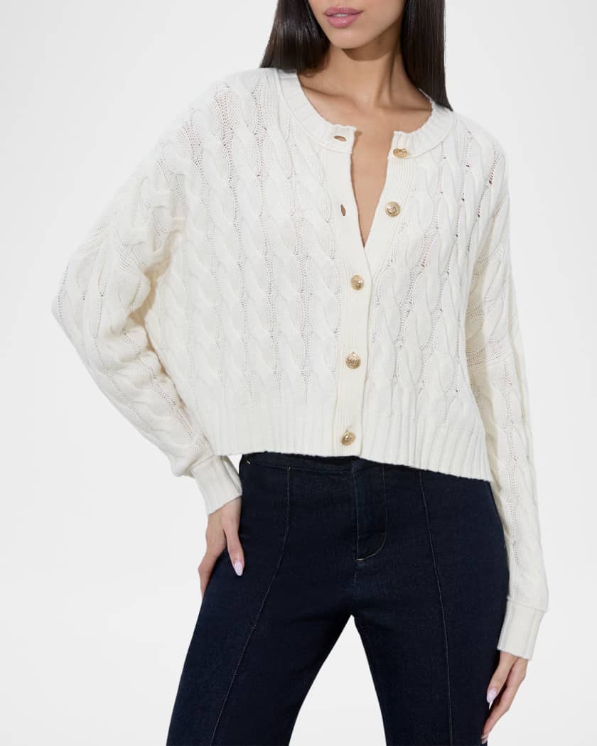 Cecilie Cropped Cable-Knit Cardigan