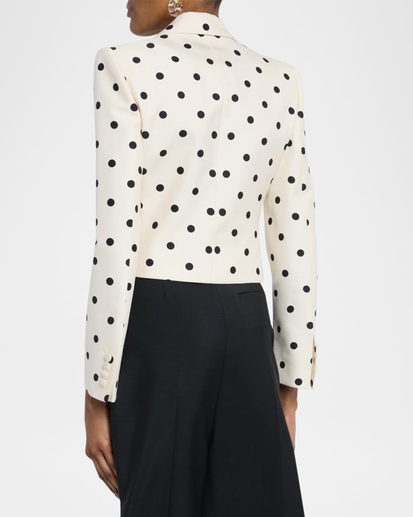 Polka-Dot Crop Blazer With Bow