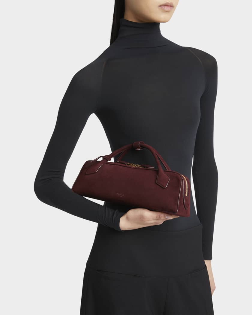 Teckel Top-Handle Bag in Suede and Leather