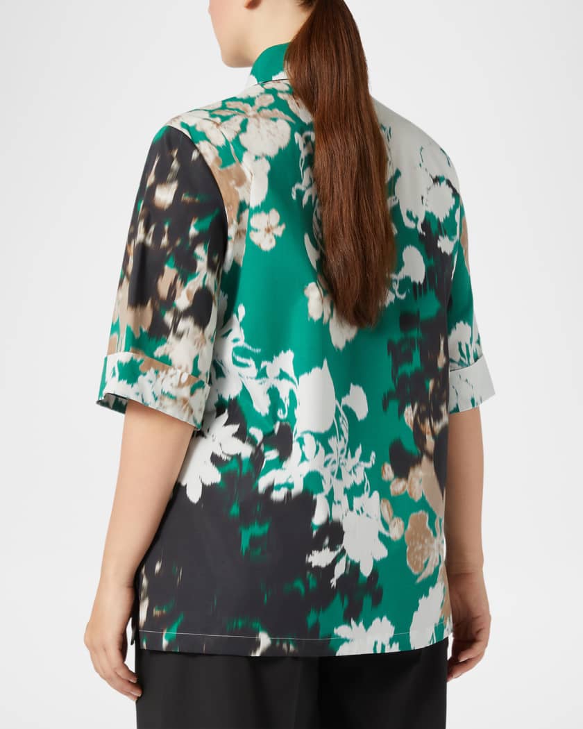 Marina Rinaldi Plus Size Finito Floral-Print Poplin Shirt | Neiman Marcus