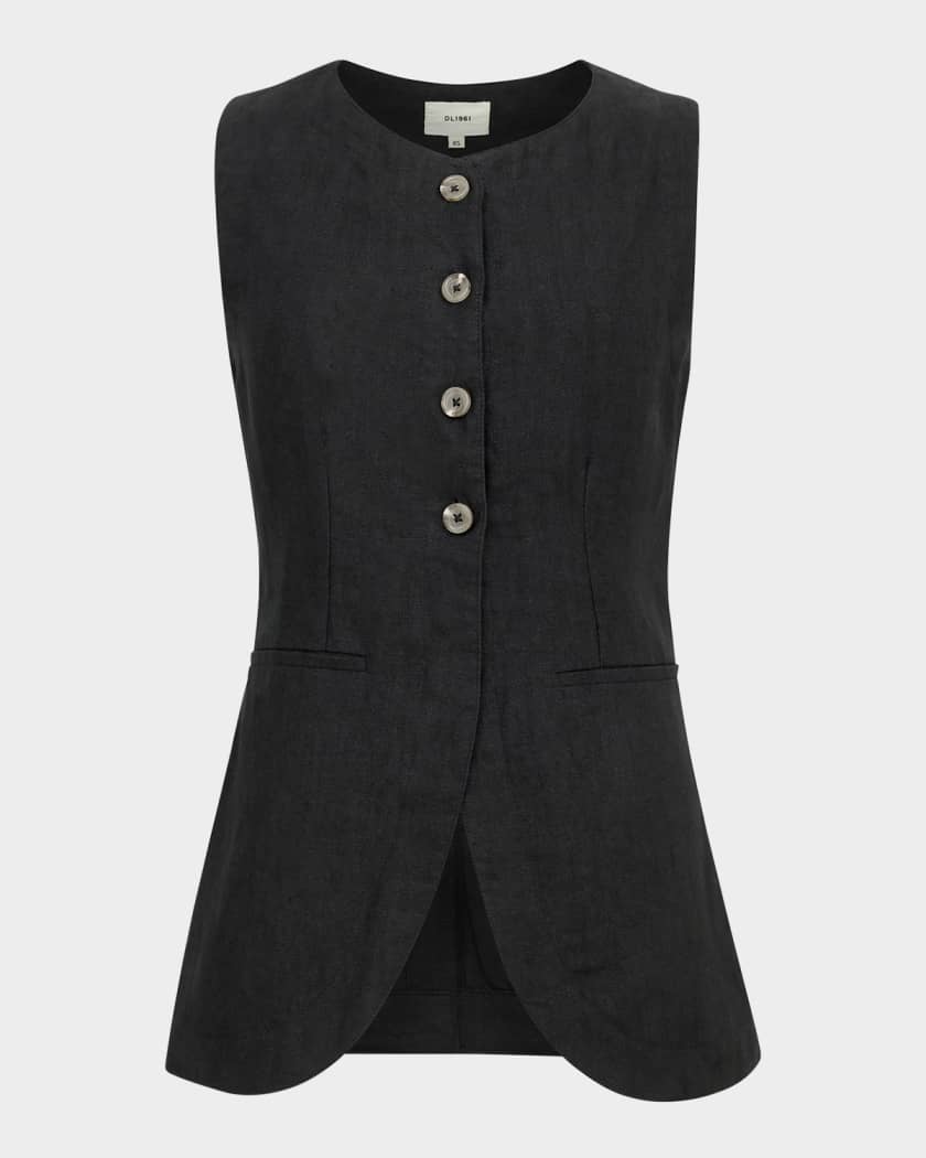 DL1961 Amalie Button-Front Linen Top | Neiman Marcus