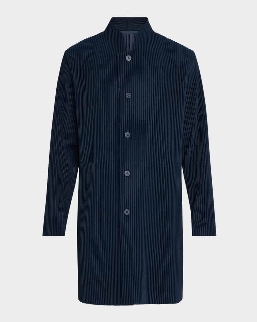 Homme Plisse Issey Miyake Men's Tailored Pleated Topcoat | Neiman Marcus