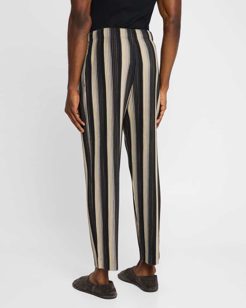 Homme Plisse Issey Miyake Men's Pleated Stripe Pants | Neiman Marcus