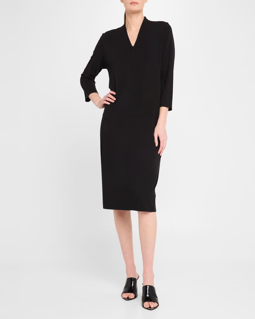 Eileen Fisher Petite 3 4 Sleeve Stretch Jersey Shift Dress Neiman Marcus