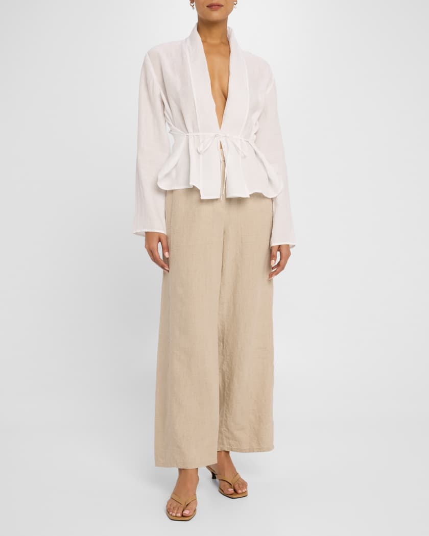 Shawl-Collar Lightweight Organic Linen Jacket